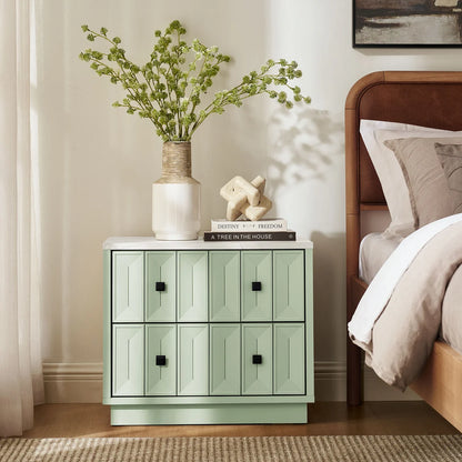 Mabry 23 Inch Geometric Faceted Two‑Drawer Nightstand