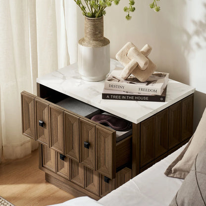 Mabry 23 Inch Geometric Faceted Two‑Drawer Nightstand