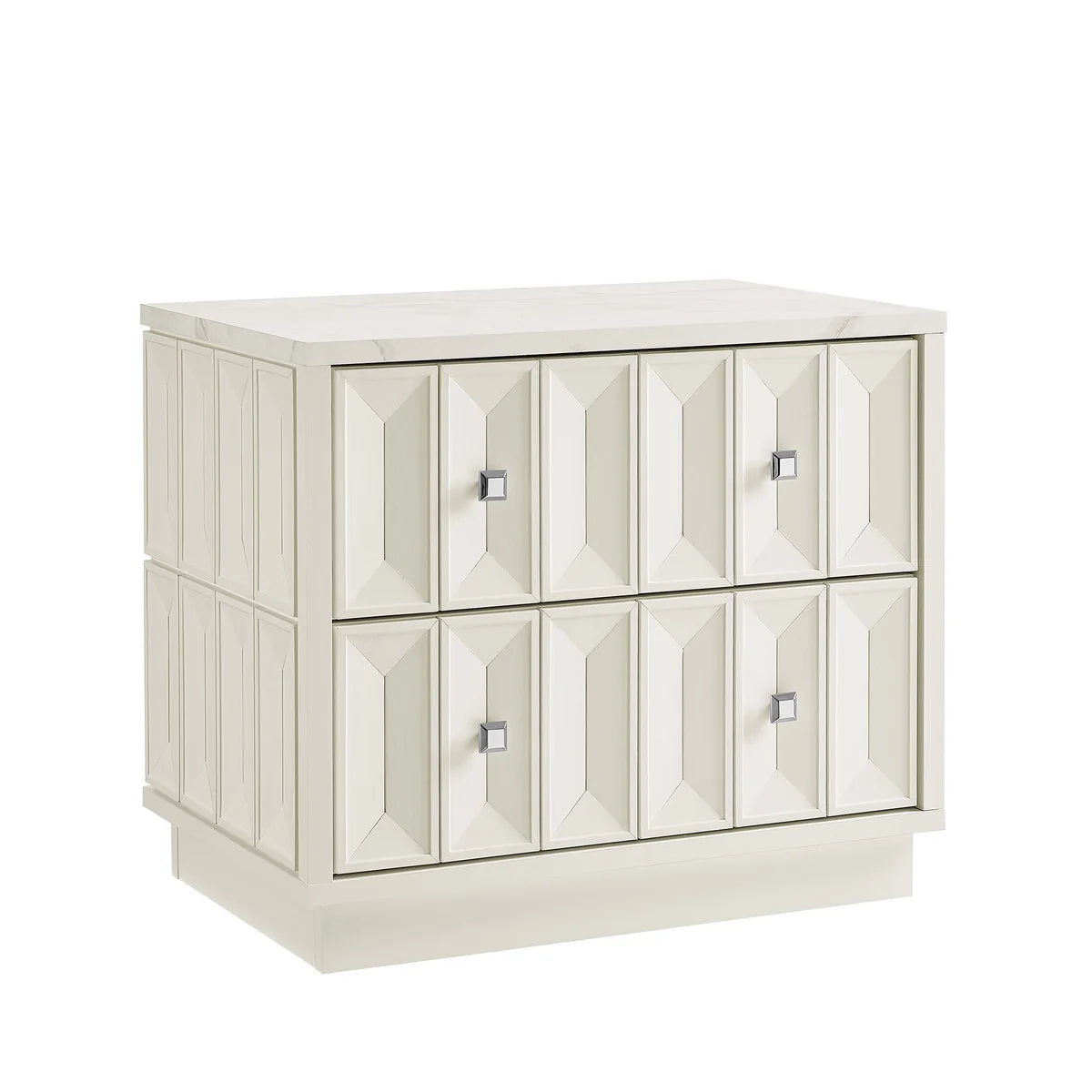 Mabry 23 Inch Geometric Faceted Two‑Drawer Nightstand