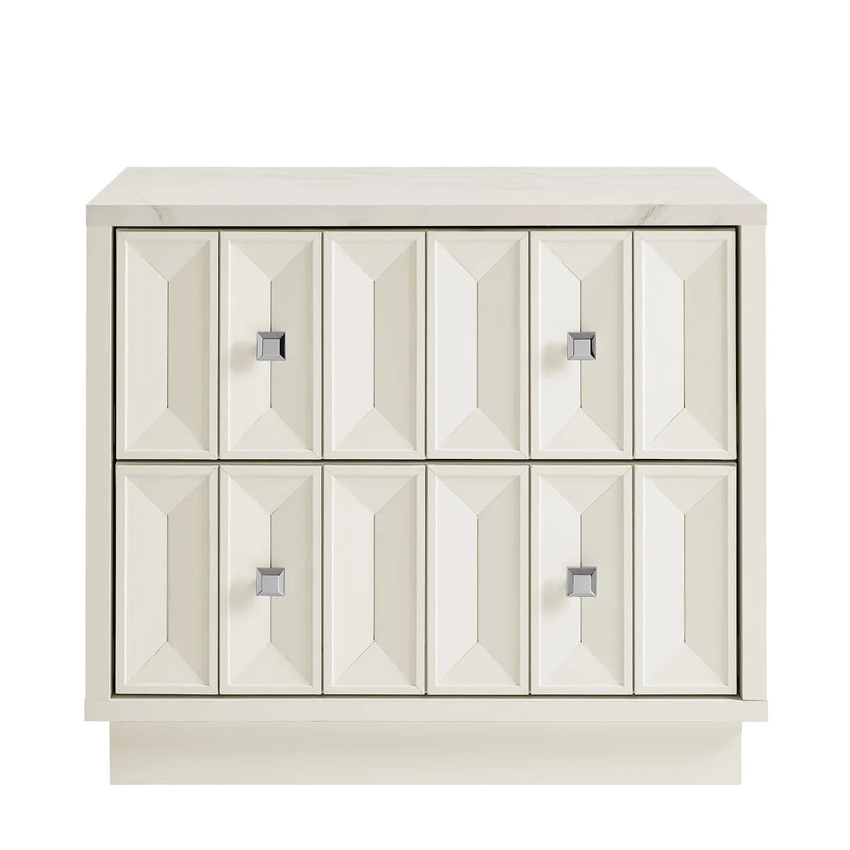 Mabry 23 Inch Geometric Faceted Two‑Drawer Nightstand