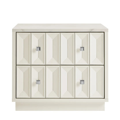 Mabry 23 Inch Geometric Faceted Two‑Drawer Nightstand