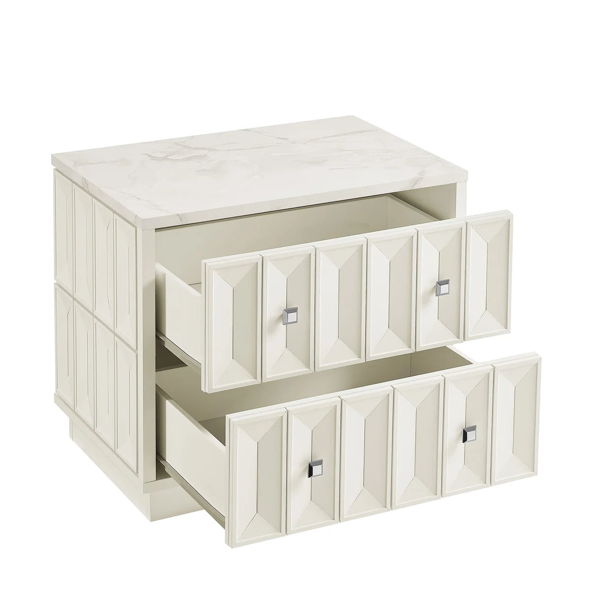 Mabry 23 Inch Geometric Faceted Two‑Drawer Nightstand