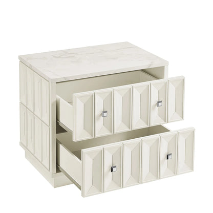 Mabry 23 Inch Geometric Faceted Two‑Drawer Nightstand