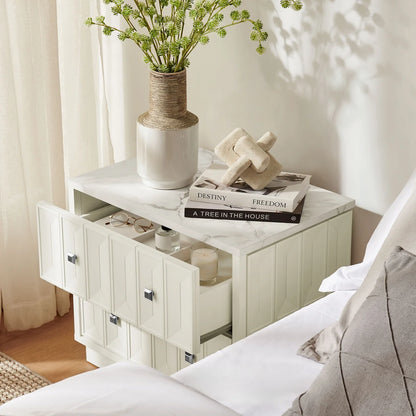Mabry 23 Inch Geometric Faceted Two‑Drawer Nightstand