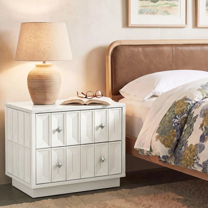 Mabry 23 Inch Geometric Faceted Two‑Drawer Nightstand