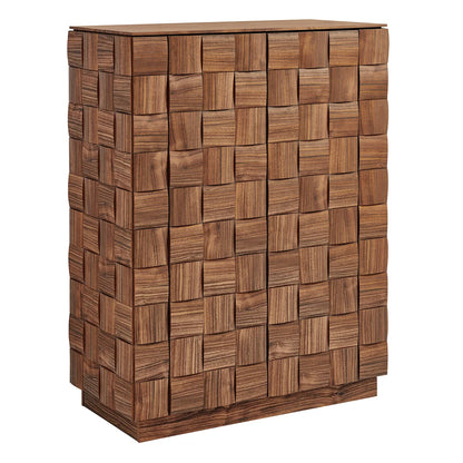 Duskin 39 Inch Geometric Block Tall Storage Cabinet Walnut