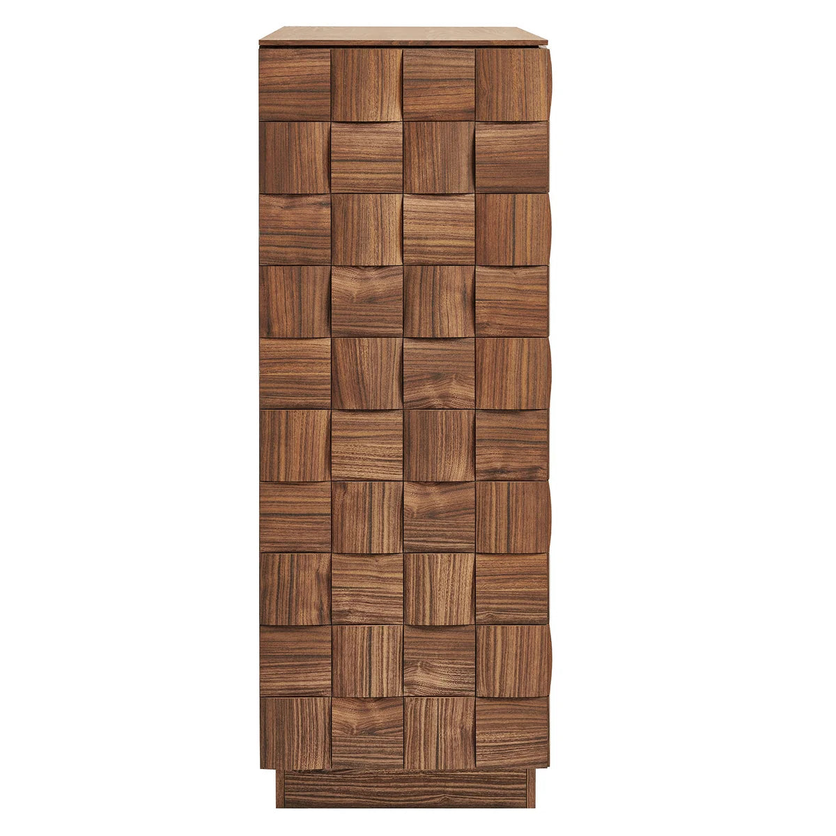 Duskin 39 Inch Geometric Block Tall Storage Cabinet Walnut