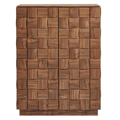 Duskin 39 Inch Geometric Block Tall Storage Cabinet Walnut