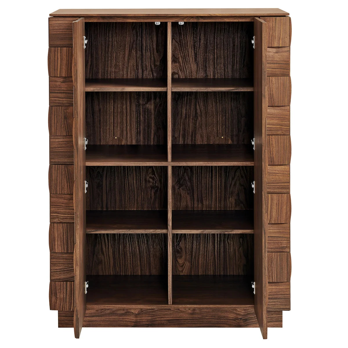 Duskin 39 Inch Geometric Block Tall Storage Cabinet Walnut