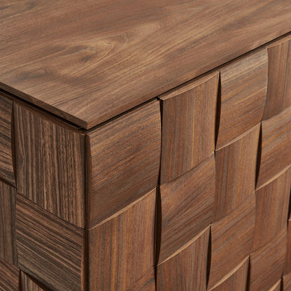Duskin 39 Inch Geometric Block Tall Storage Cabinet Walnut