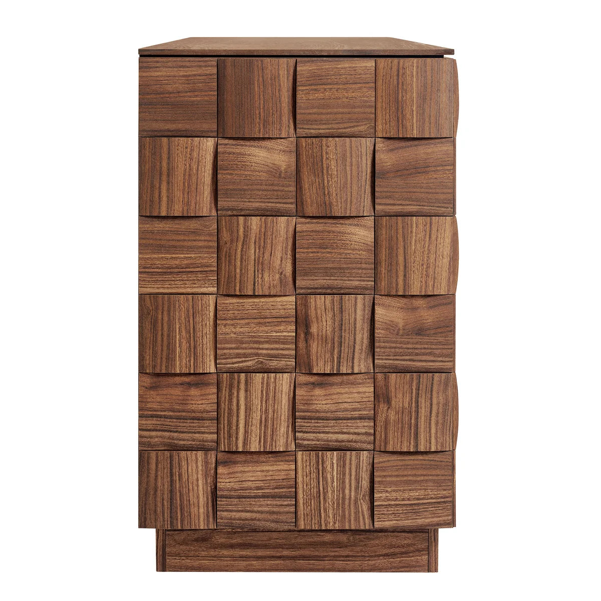Duskin 68 Inch Geometric Block Design Four Door Sideboard in Walnut