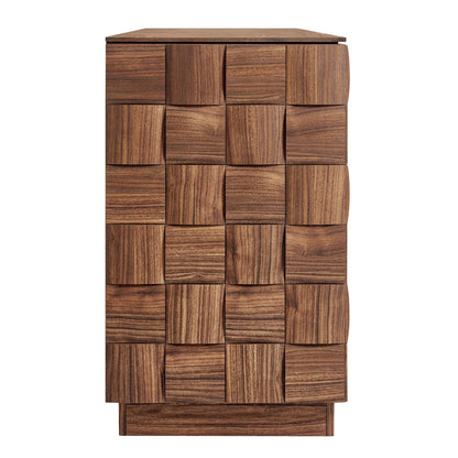 Duskin 68 Inch Geometric Block Design Four Door Sideboard in Walnut