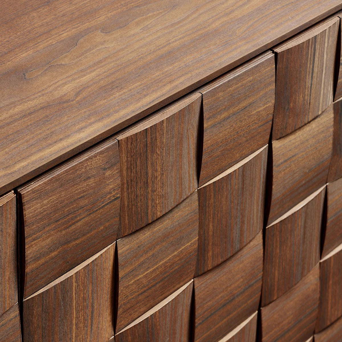 Duskin 68 Inch Geometric Block Design Four Door Sideboard in Walnut