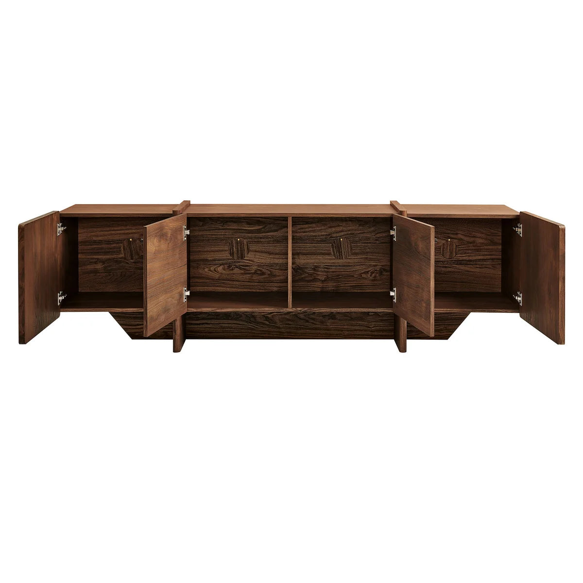 Yarrow 77.2" Fluted Four-Door TV Stand - Walnut Finish