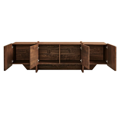 Yarrow 77.2" Fluted Four-Door TV Stand - Walnut Finish