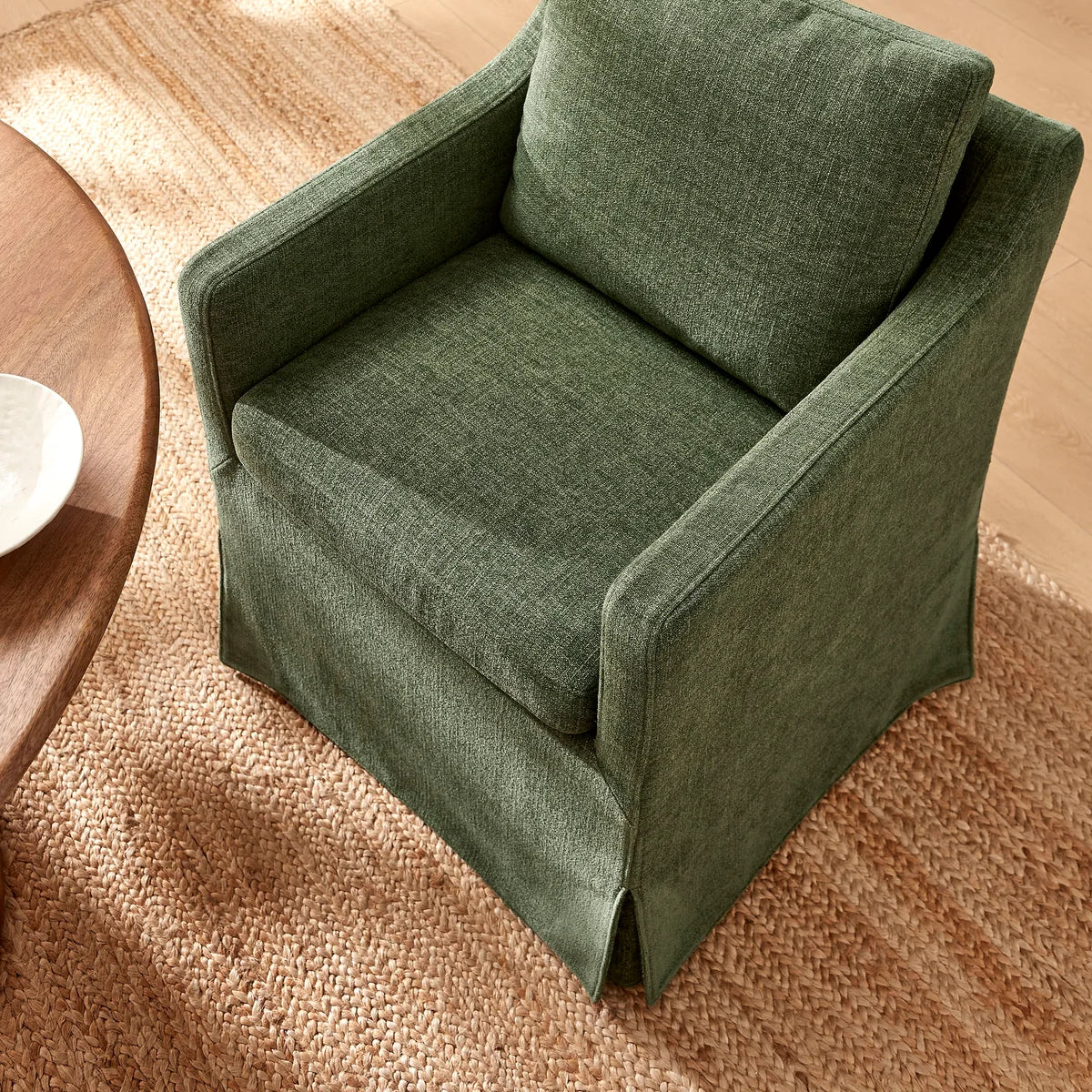 Serene Slipcovered Performance Fabric Dining Armchair