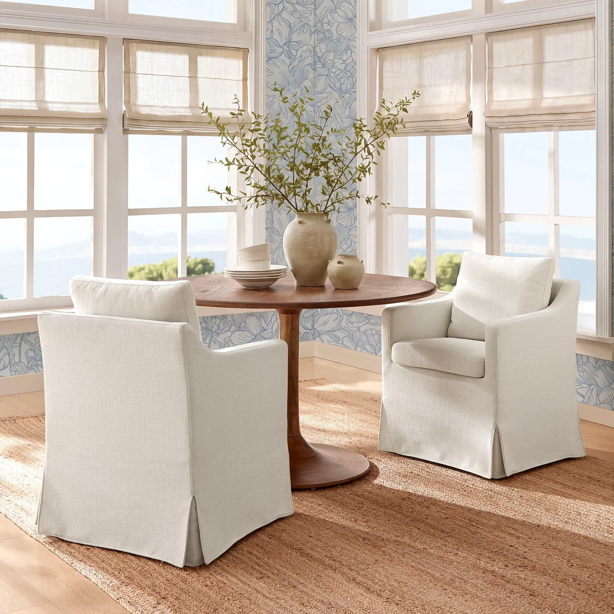 Serene Slipcovered Performance Fabric Dining Armchair