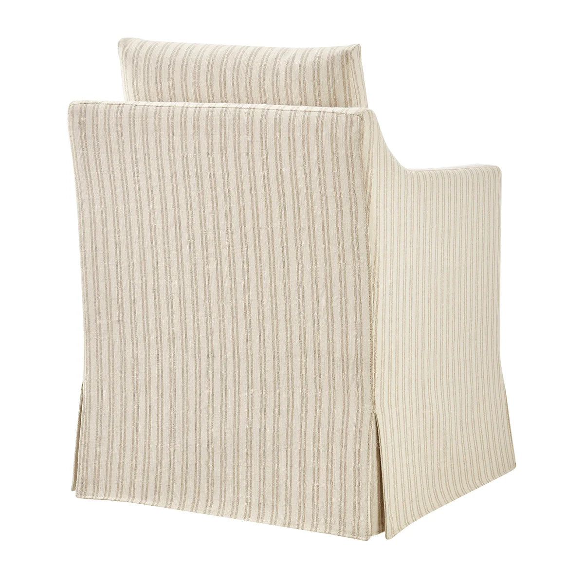 Serene Slipcovered Striped Fabric Dining Armchair in Oatmeal Stripe