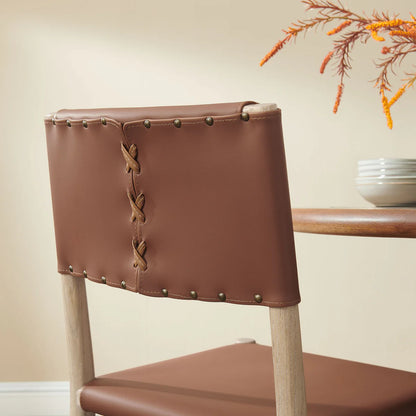 Dover Wood Vegan Leather Dining Side Chair in Natural