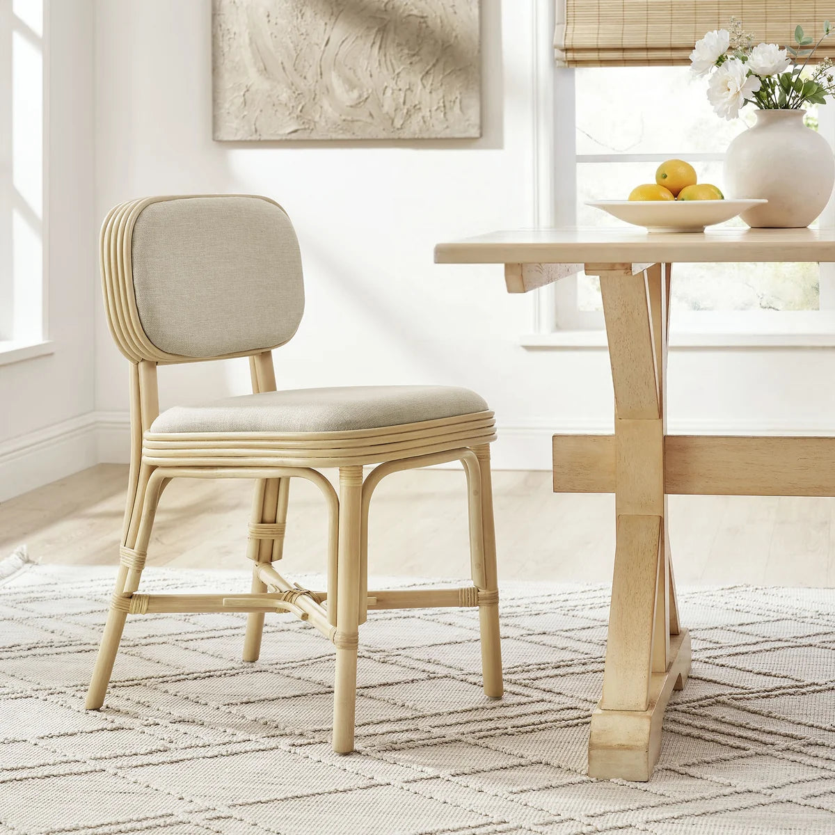 Bahari Upholstered Rattan Dining Chair Natural