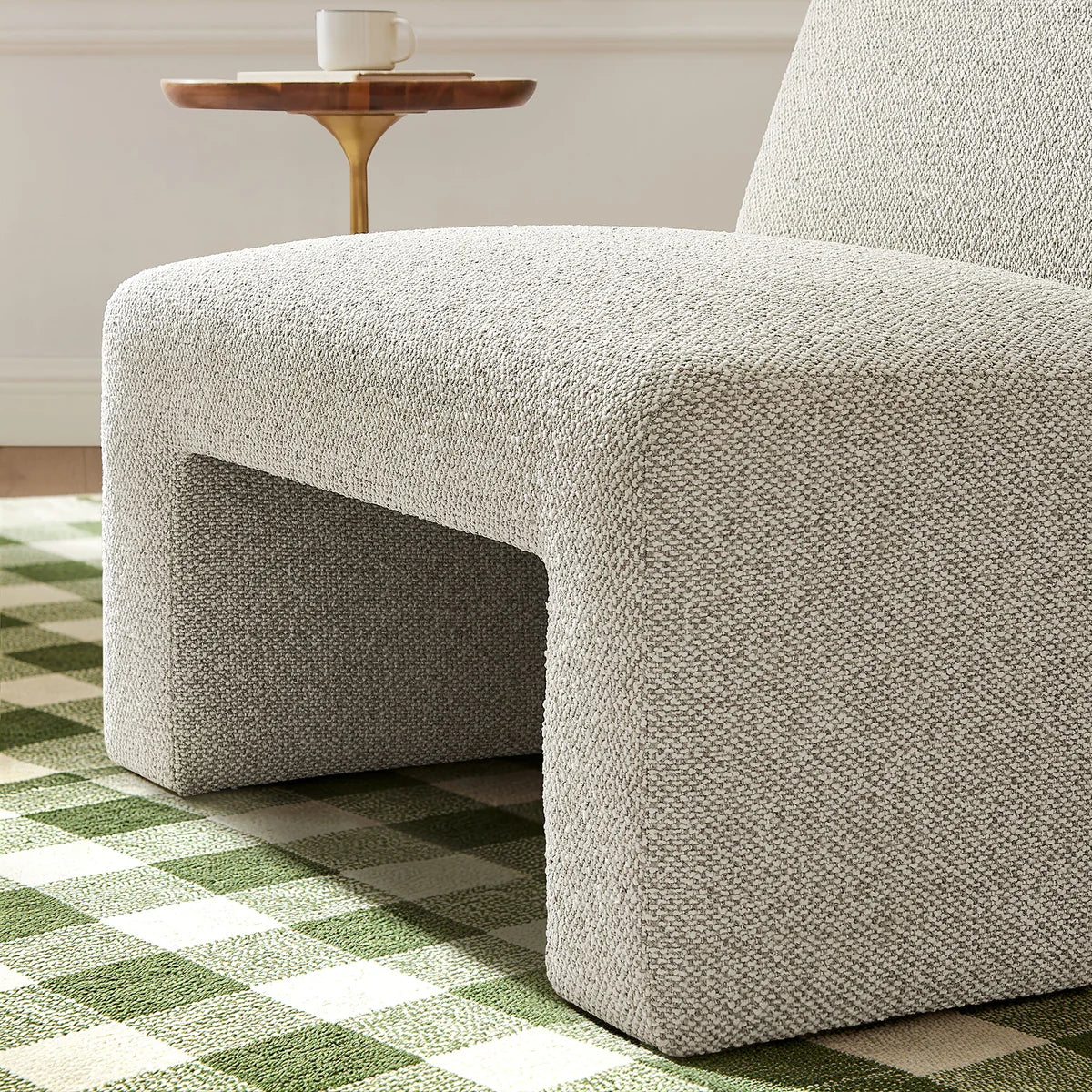 Amita Lattice Boucle Upholstered Armless Accent Chair