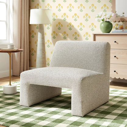 Amita Lattice Boucle Upholstered Armless Accent Chair