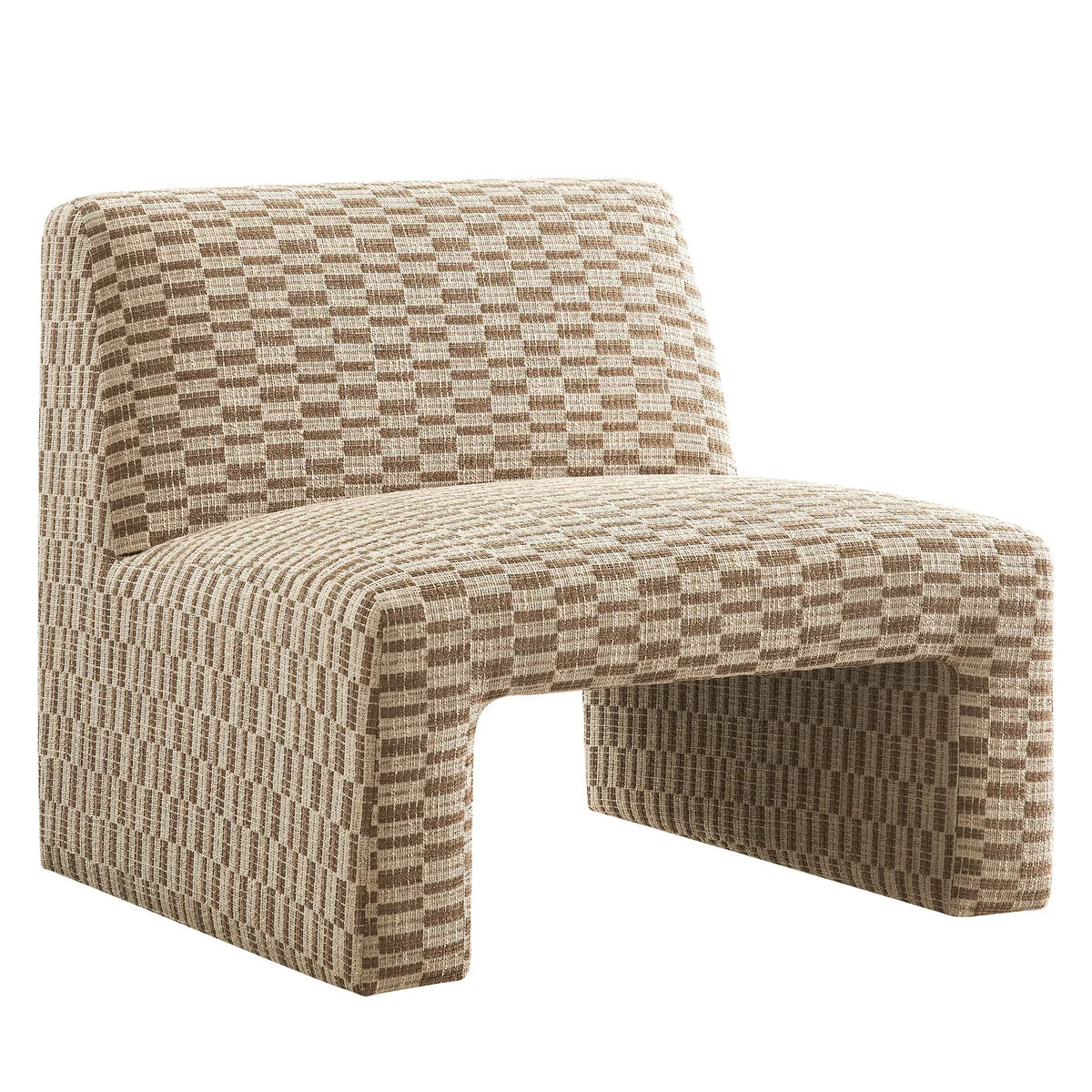 Amita Checked Woven Fabric Armless Accent Chair