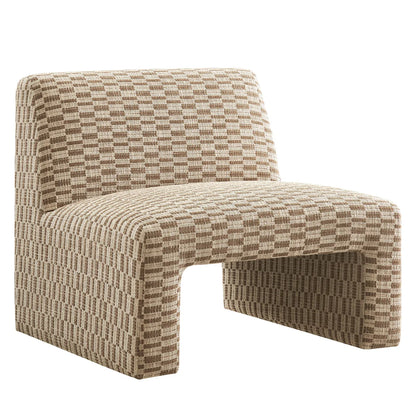 Amita Checked Woven Fabric Armless Accent Chair