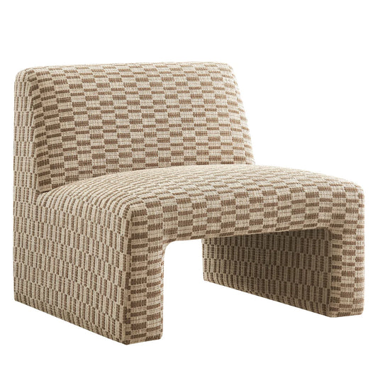 Amita Checked Woven Fabric Armless Accent Chair