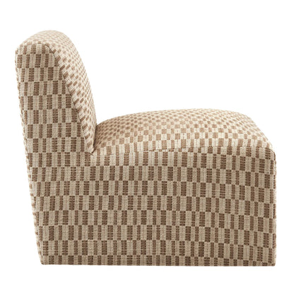 Amita Checked Woven Fabric Armless Accent Chair