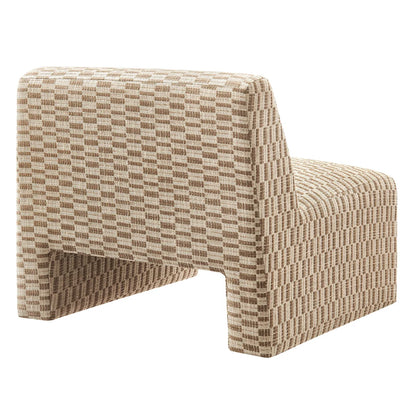 Amita Checked Woven Fabric Armless Accent Chair