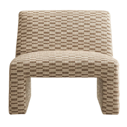 Amita Checked Woven Fabric Armless Accent Chair