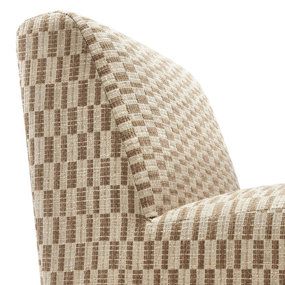 Amita Checked Woven Fabric Armless Accent Chair