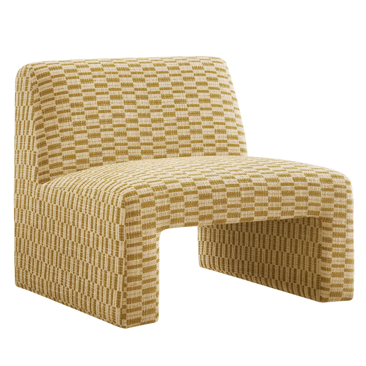 Amita Checked Woven Fabric Armless Accent Chair