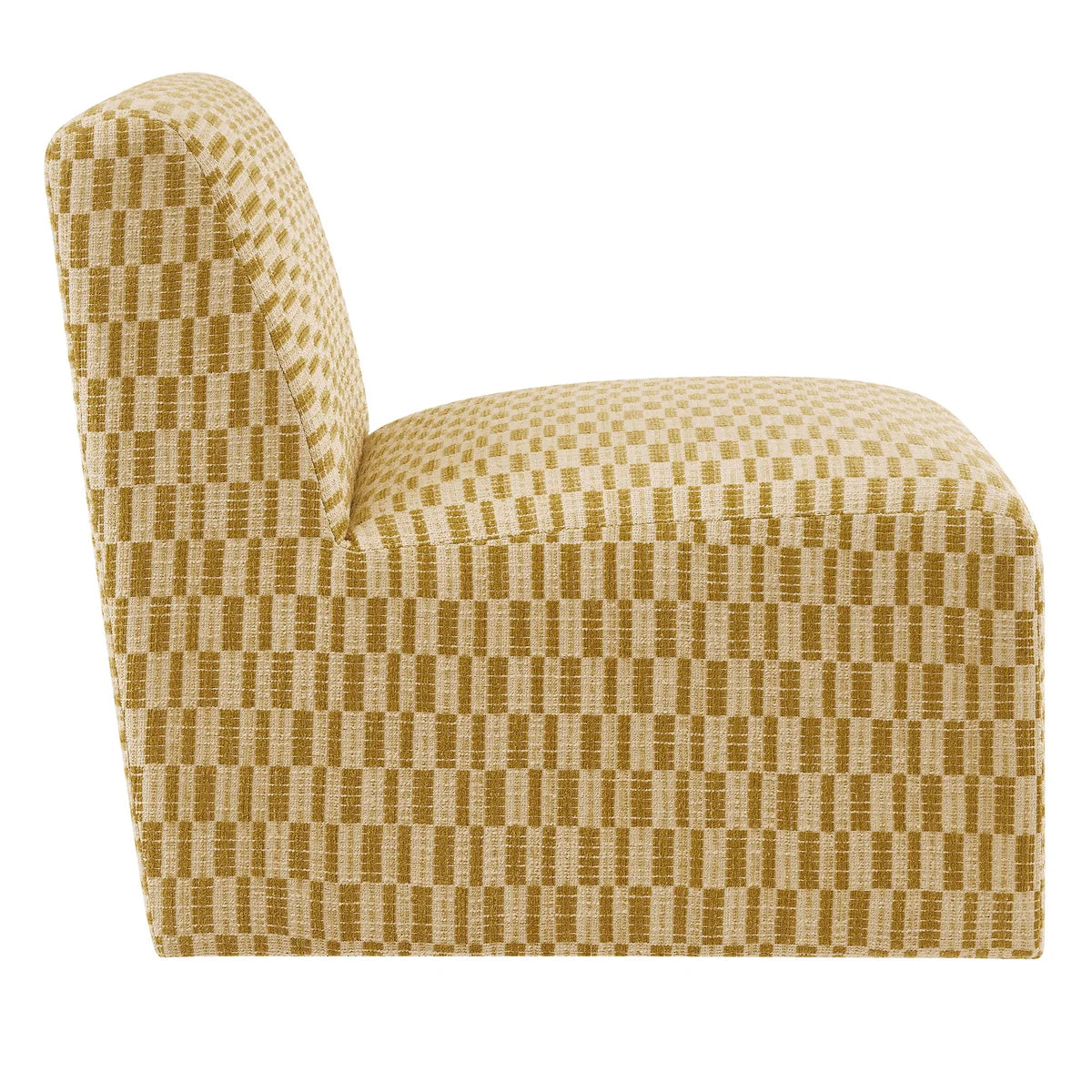 Amita Checked Woven Fabric Armless Accent Chair