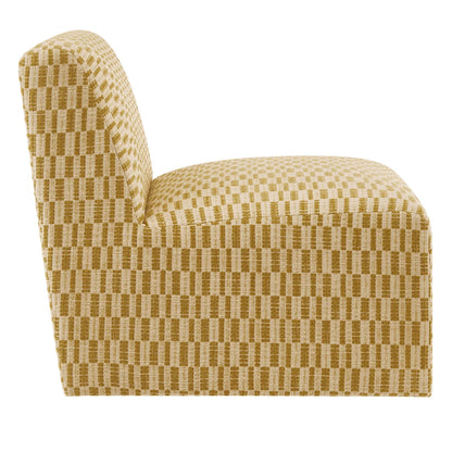 Amita Checked Woven Fabric Armless Accent Chair