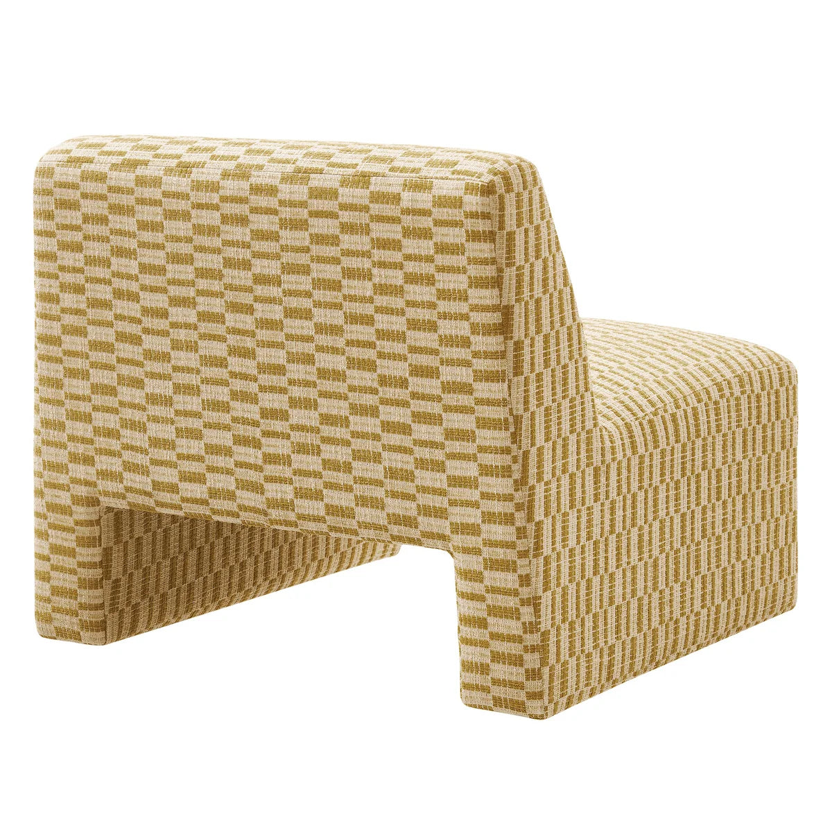 Amita Checked Woven Fabric Armless Accent Chair