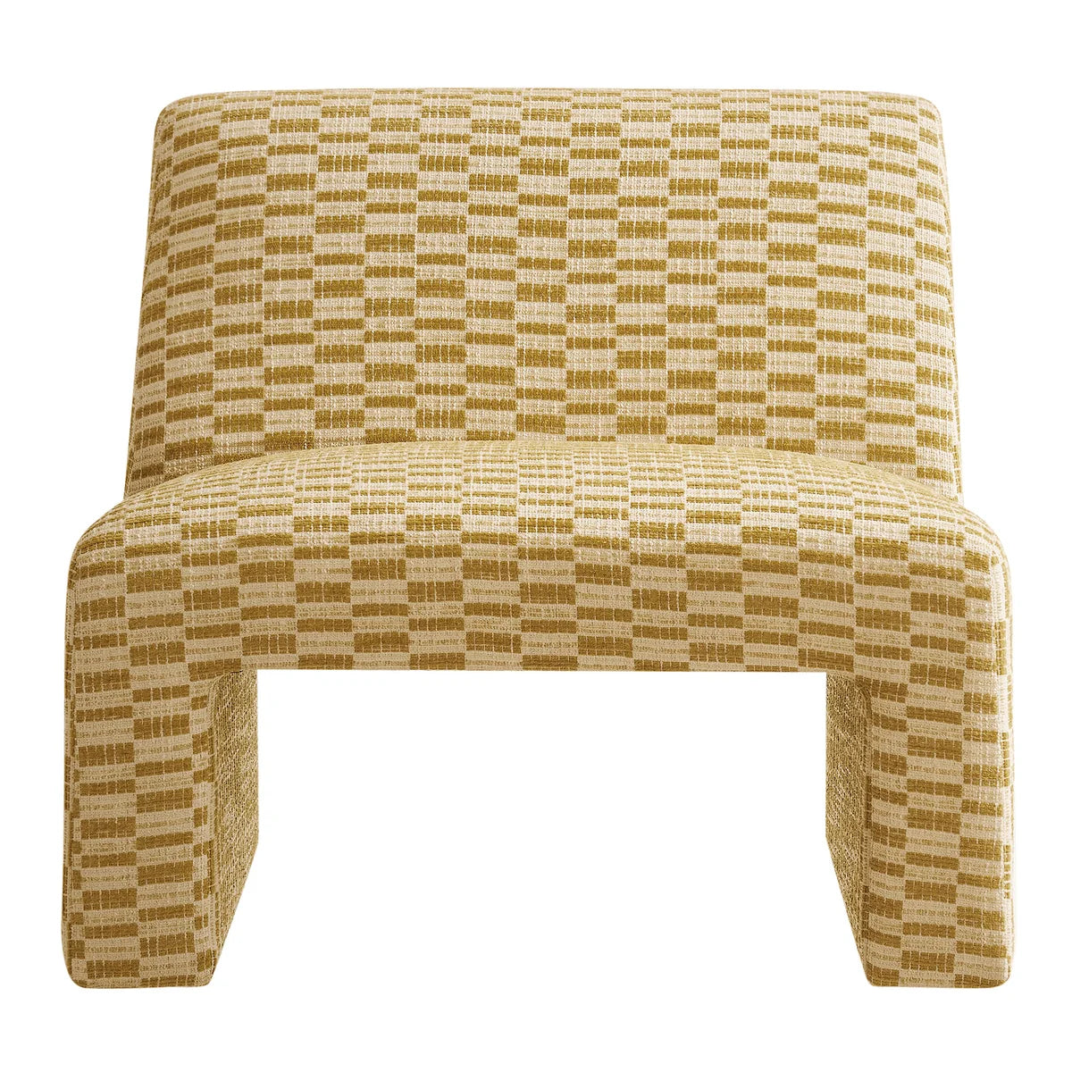 Amita Checked Woven Fabric Armless Accent Chair