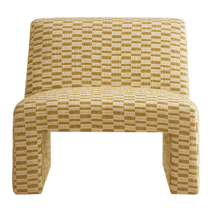 Amita Checked Woven Fabric Armless Accent Chair