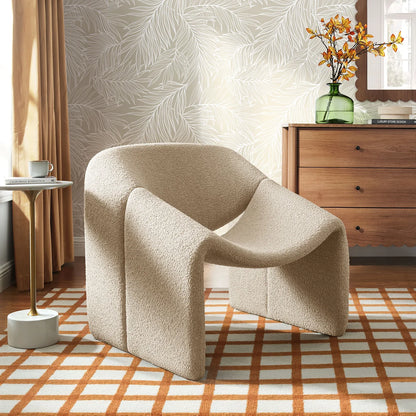 Vivi Looped Textural Fabric Curved Arm Accent Chair