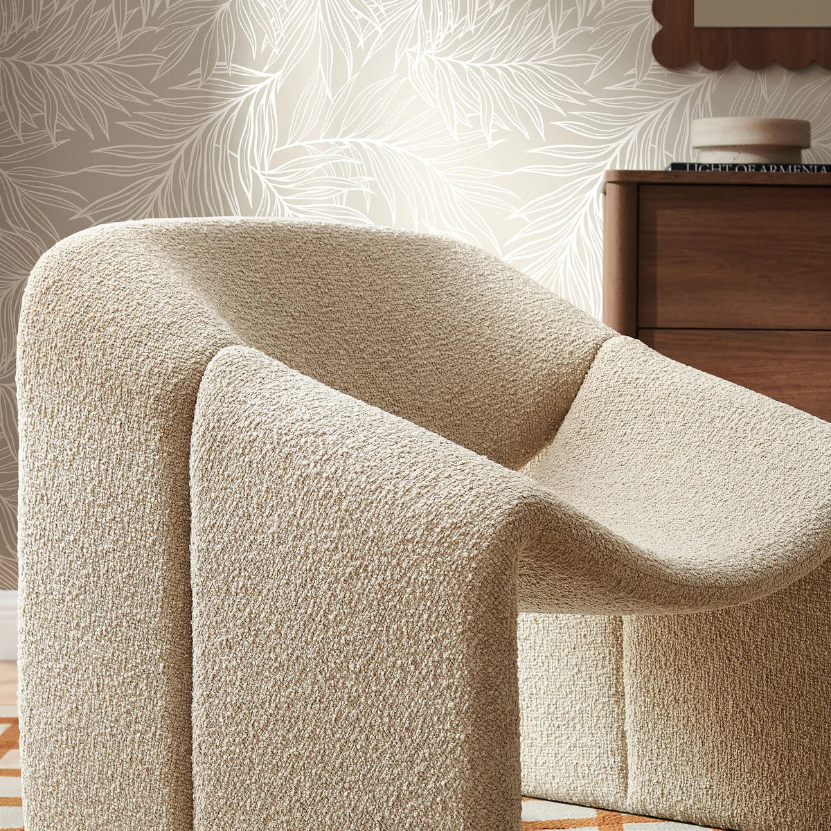 Vivi Looped Textural Fabric Curved Arm Accent Chair
