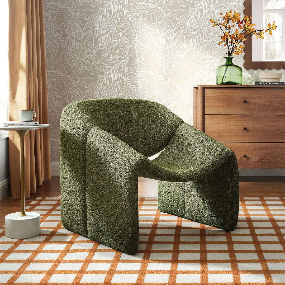 Vivi Looped Textural Fabric Curved Arm Accent Chair
