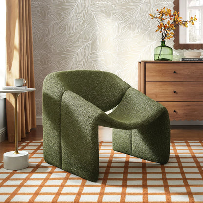 Vivi Looped Textural Fabric Curved Arm Accent Chair