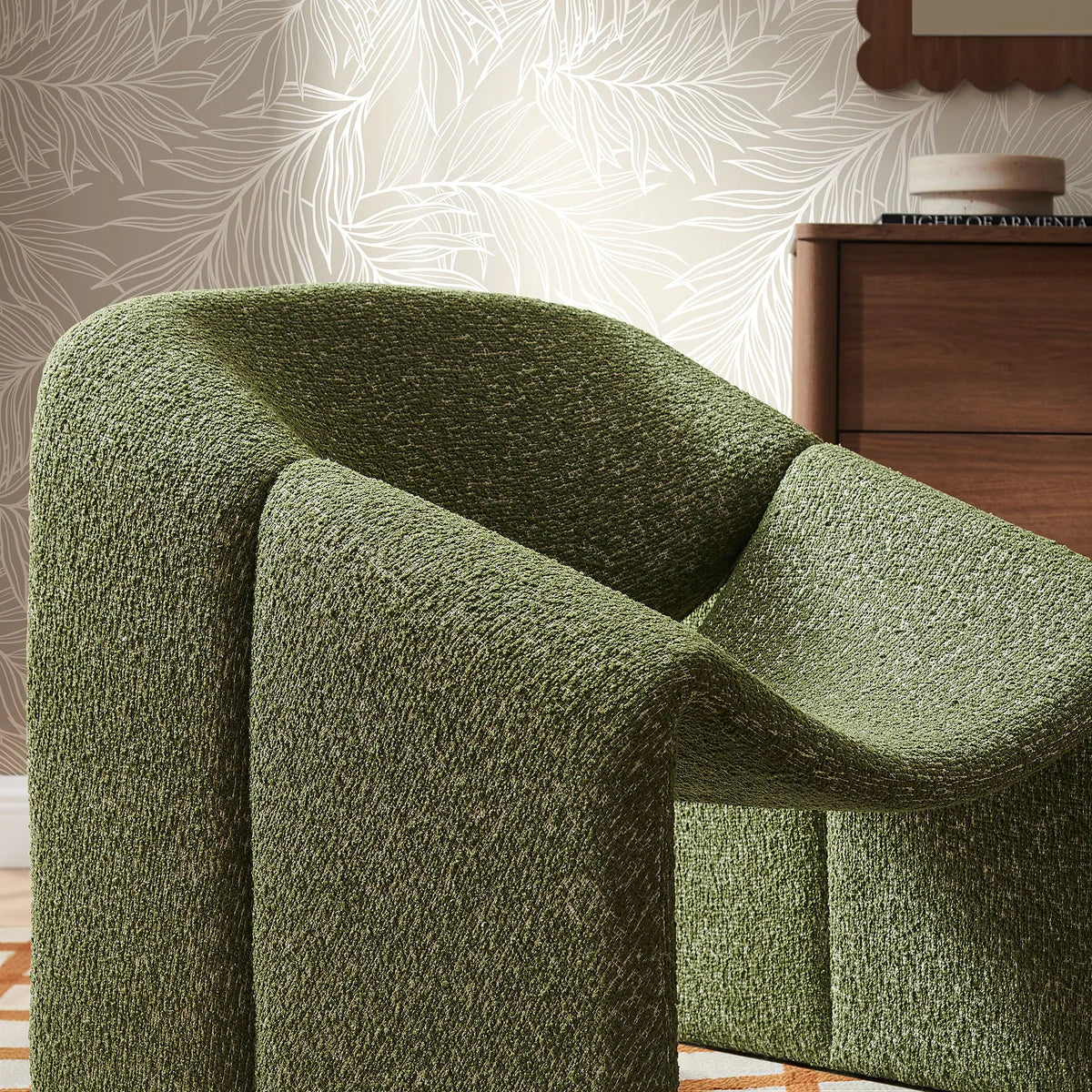 Vivi Looped Textural Fabric Curved Arm Accent Chair