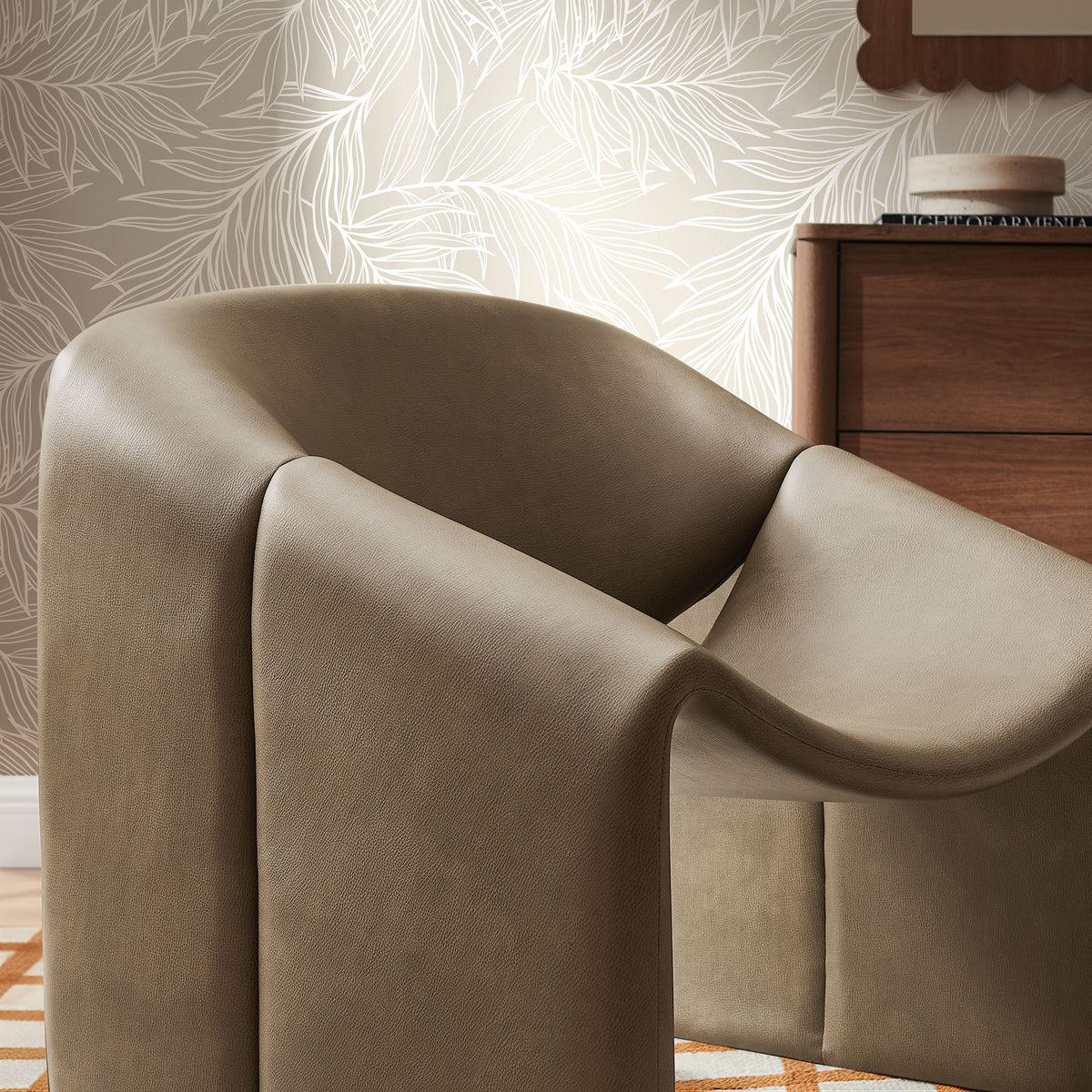Vivi Vegan Leather Curved Arm Accent Chair