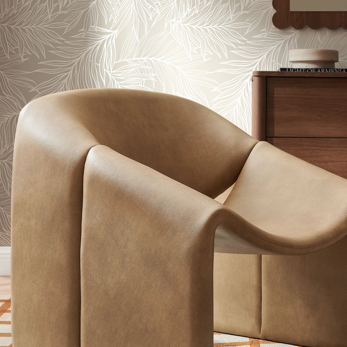 Vivi Vegan Leather Curved Arm Accent Chair