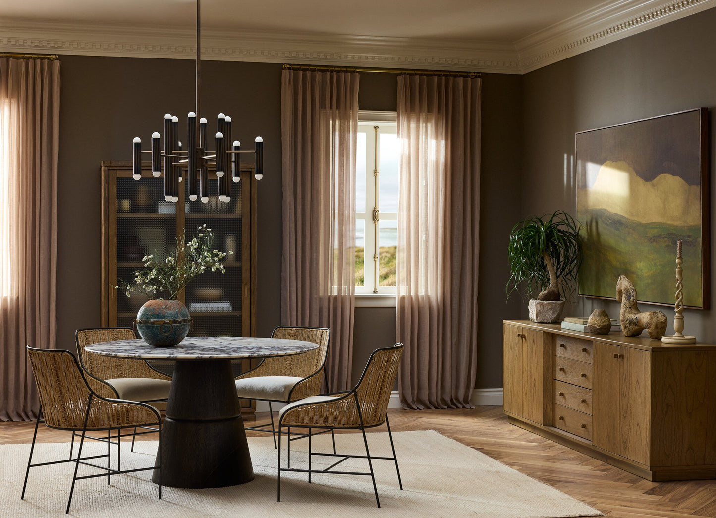 Daxon Wood Sideboard with Drawers and Doors