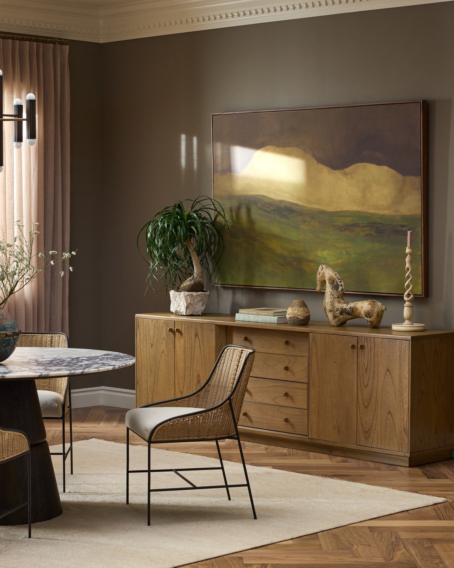 Daxon Wood Sideboard with Drawers and Doors