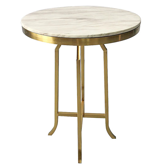 Fillmore Bar Table | Brushed Gold Finish on Metal with Veneer Marble Top – Elegant and Modern Bar Table for Contemporary Spaces