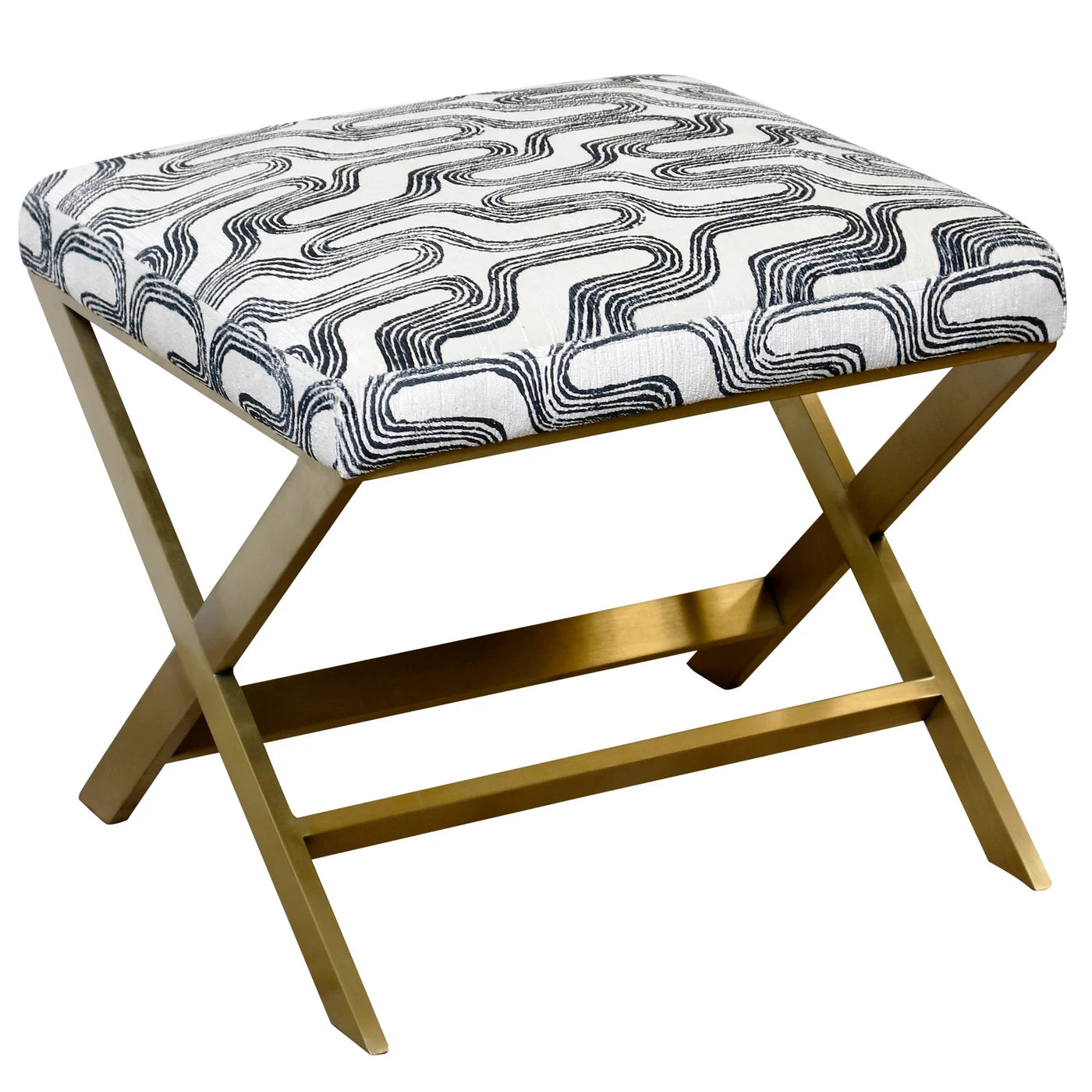 Ellis Ottoman Navarro Fabric with Brushed Gold Legs